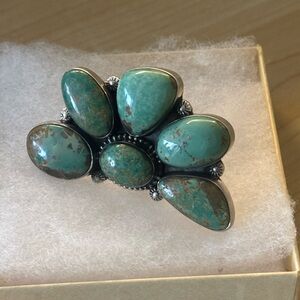 Turquoise and Silver Cluster Ring